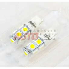 A80606S Светодиод б/ц T10 T028 12V (W2.1x9.5D) 9SMD 5050 3 chip W5W (белый) 6000K (2 шт) AVS