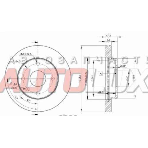 AMD.BD118 Диск тормозной CHEVROLET Epica/Evanda/Nubira/Lacetti/Rezzo 1.4/1.6/1.8/2.0/2.0D 05- пер. вент.[256x24] 4 отв.