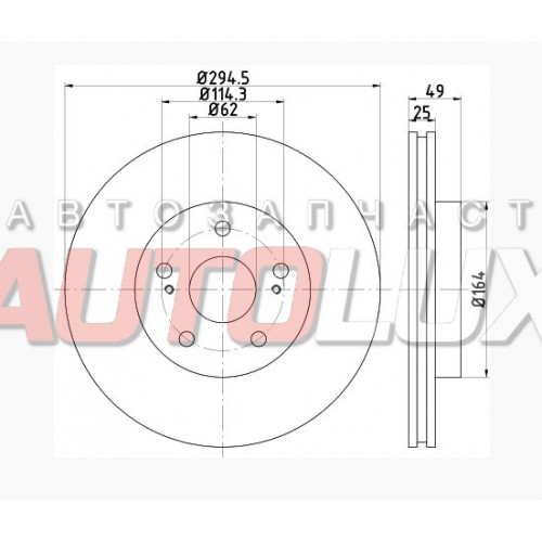 DI-821 Диск тормозной SUZUKI GrVitara 1.6/1.9D/2.0 05- (294x25x5) передн.